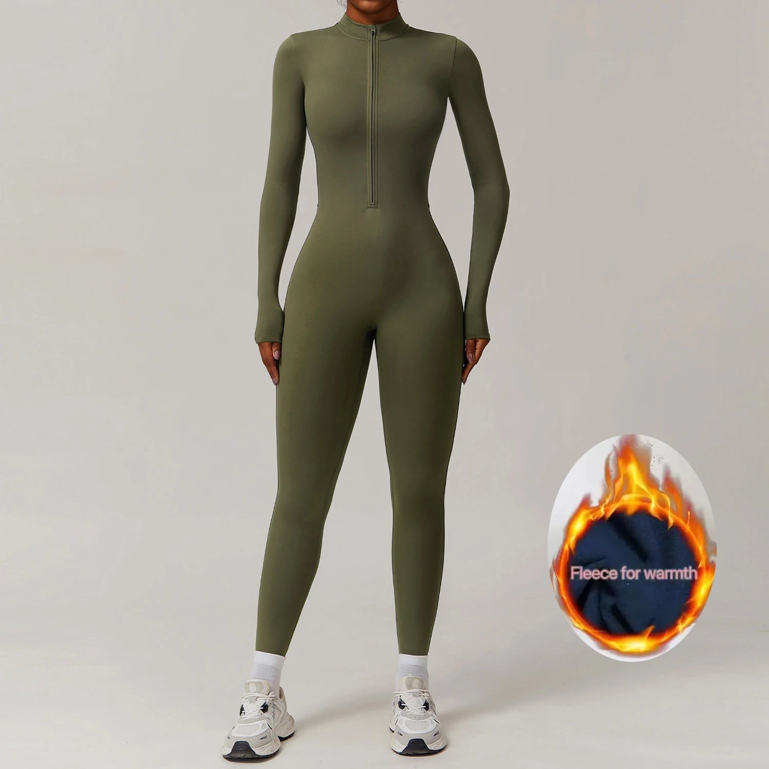 Winter Autumn Women's One-piece Yoga Jumpsuit leggings Long-sleeved Warm ski Overalls Outerwear High Elastic Cycling Bodysuit